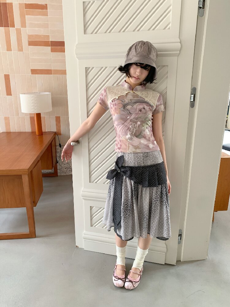 Cross Streamer Leopard Midi Skirt【s0000018088】