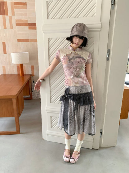 Cross Streamer Leopard Midi Skirt【s0000018088】