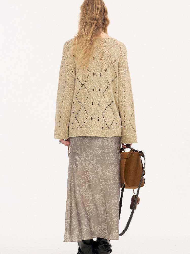 Strappy Rhombus Openwork Sweater【s0000015407】