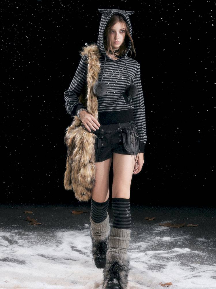 Vintage-Washed Slightly Stretch Denim Shorts【s0000014427】