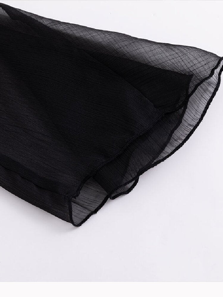 Sheer Chiffon Patchwork Lace Shirt【s0000017500】