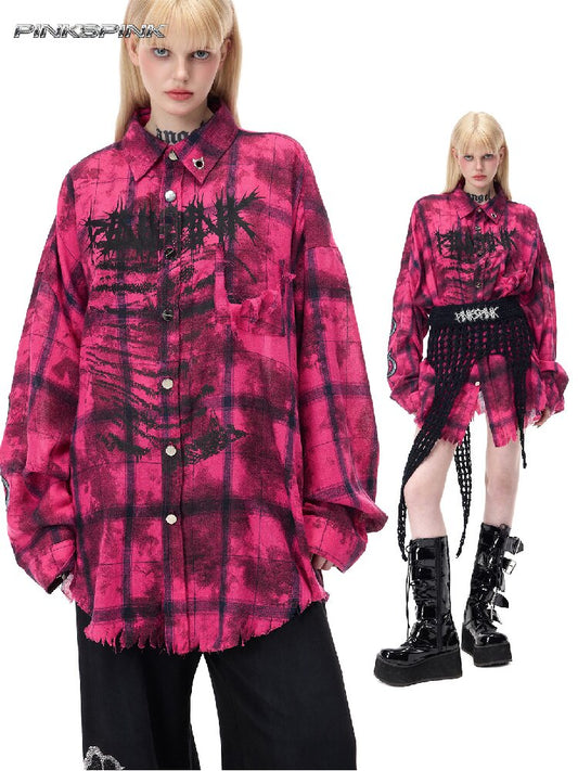 Electric Moon Riveted Plaid Shirt【s0000017724】