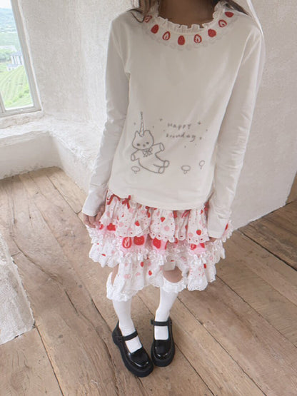 Lace Collar Long Sleeve Top【s0000018536】