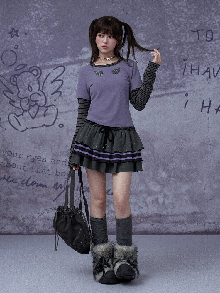 Fake Two Straight Shoulder T-shirt【s0000015763】