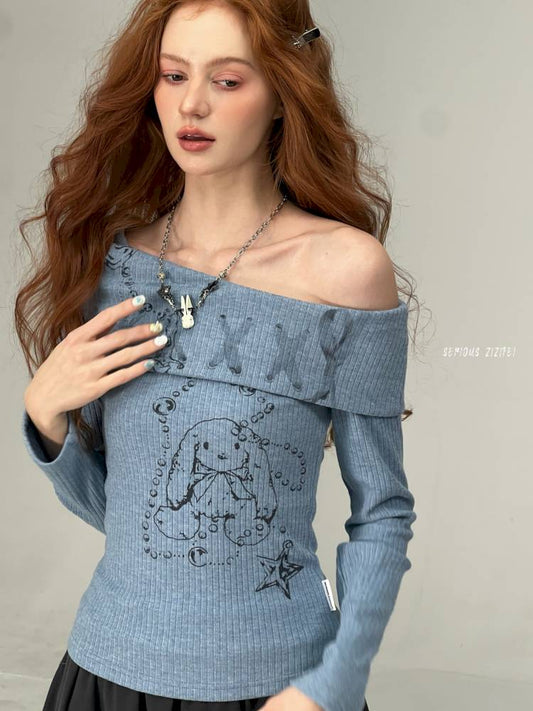 Off-the-Shoulder Long Sleeve T-Shirt【s0000014359】