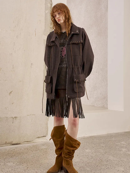 Pocket Drawstring Windbreaker-Style Trench Coat【s0000014060】