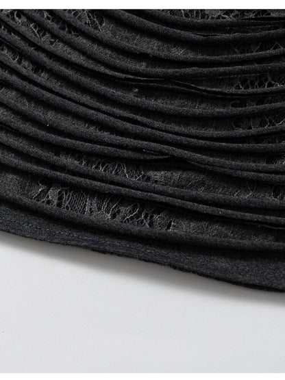 Patchwork Lace Fringe Slim T-Shirt【s0000016205】