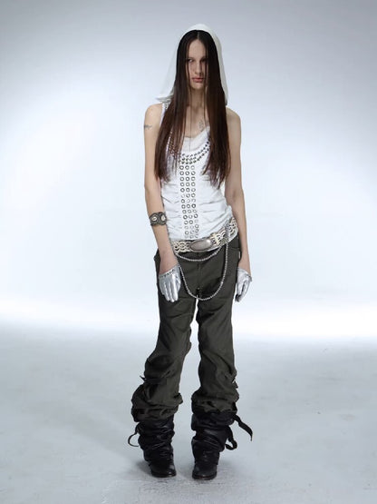 Metal Rivet Hooded I-Line Vest【s0000015911】