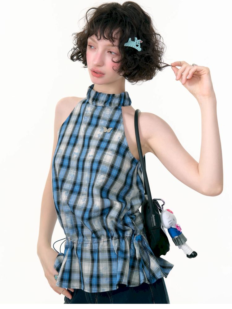 Drawstring Waisted Hanging Neck Vest【s0000013377】