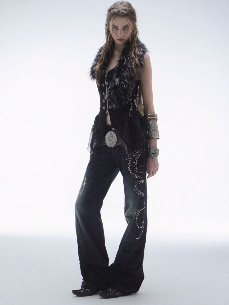 Frayed Layered Silhouette Denim Pants【s0000013903】