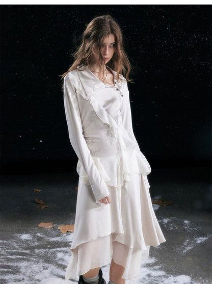 Smudged Print Ruffled Panel Dress【s0000015551】