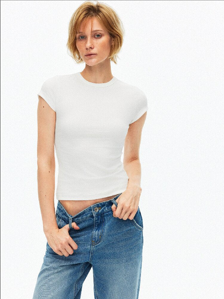 Cotton Lace Up Asymmetrical Jeans【s0000015925】