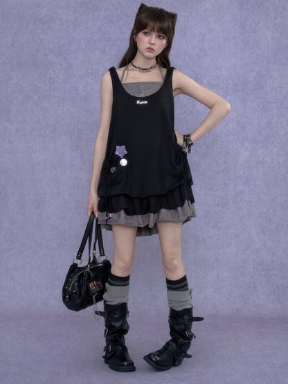 Doodle Print Cat Ear Two Piece Dress【s0000017288】