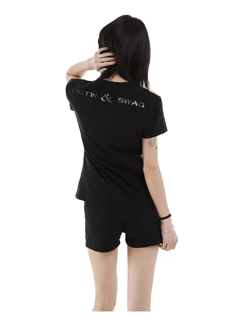 Graphic Portrait Print V-Neck Tee【s0000018250】