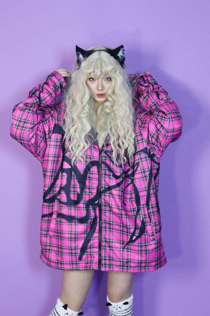 Y2K Subculture Loose Hooded Fleece Jacket【s0000014632】