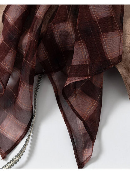 Streamer Snood Chiffon Leather Jacket【s0000015942】