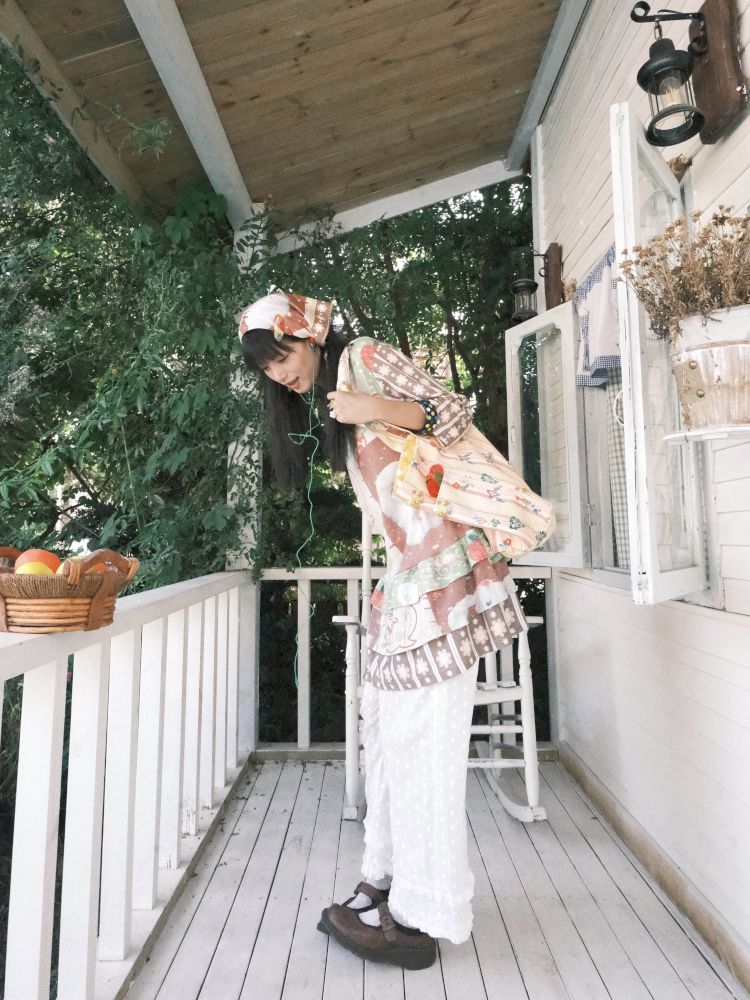 Color block print loose cake skirt【s0000012771】