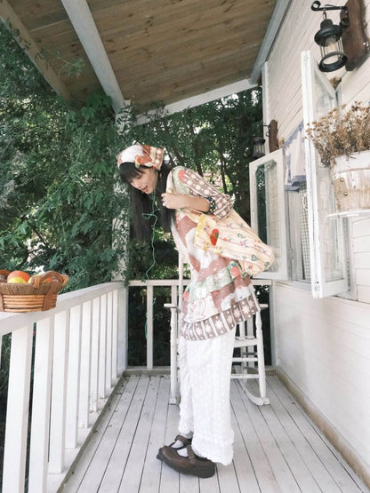 Color block print loose cake skirt【s0000012771】