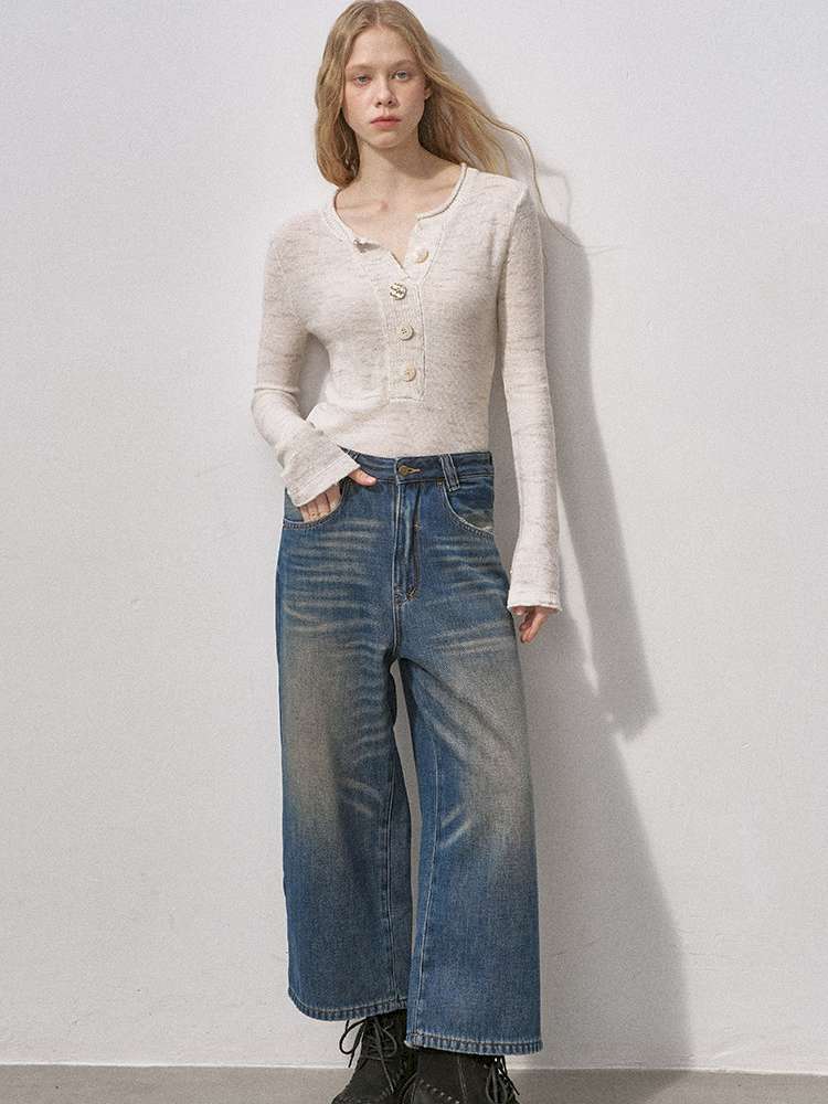 Sequin Knit Henry Collar Sweater【s0000015230】