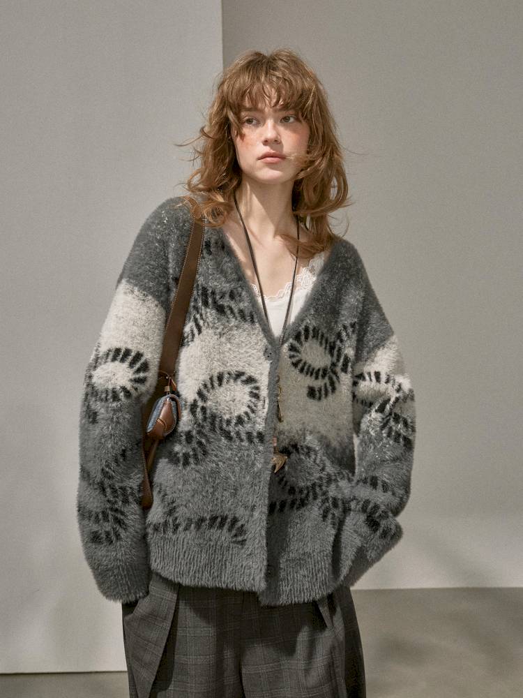 Oversized V-Neck Knit Cardigan【s0000014404】