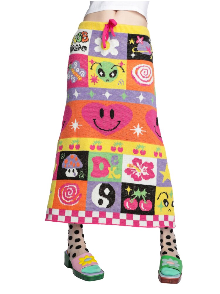 Cartoon Rainbow Knit Stretch Skirt【s0000015555】