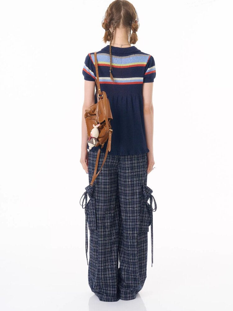 Doll Collar Knitted Slim T-Shirt【s0000016609】