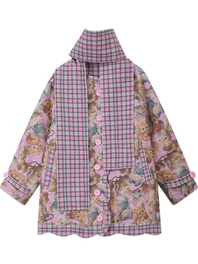 Pink Plaid Animal Padded Jacket【s0000015026】 – SCULTURE（エス