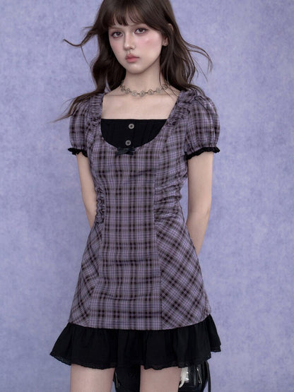 Purple Halter Halter Two Piece Dress【s0000017687】