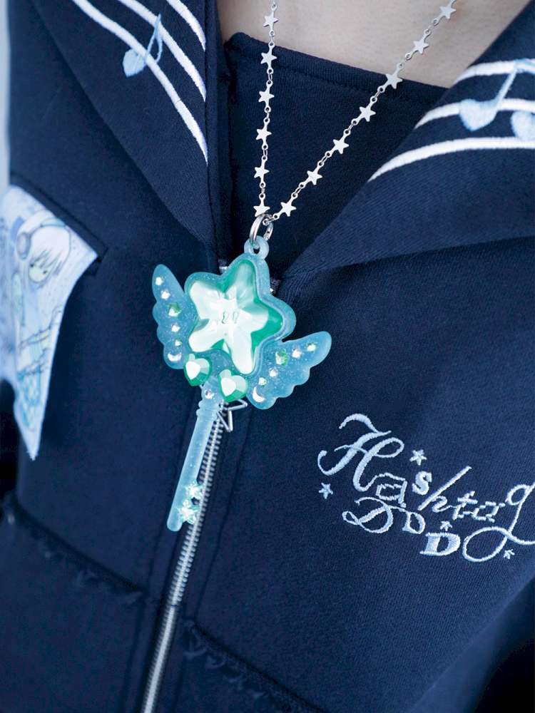 Dreamcore Star Wings Magic Wand Necklace【s0000014700】