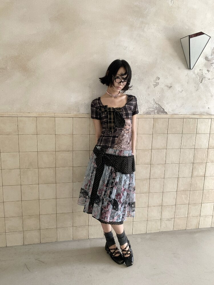 Jacquard Cross Vintage Maxi Skirt【s0000018085】