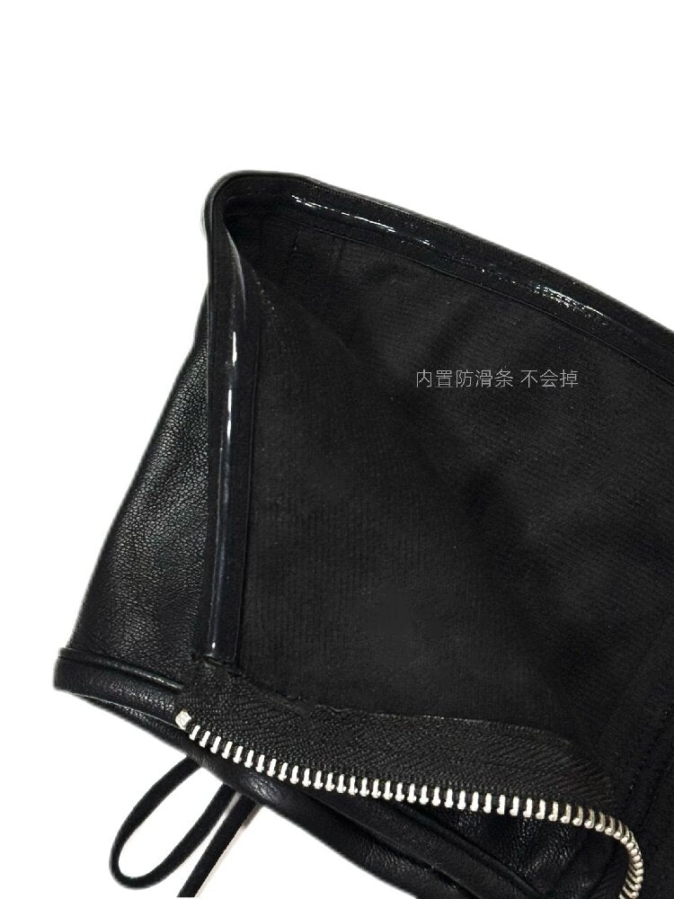 Zip Strap Stretch Leather Bra【s0000019102】
