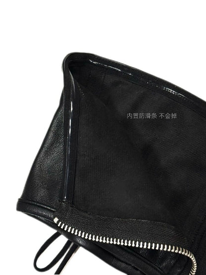 Zip Strap Stretch Leather Bra【s0000019102】