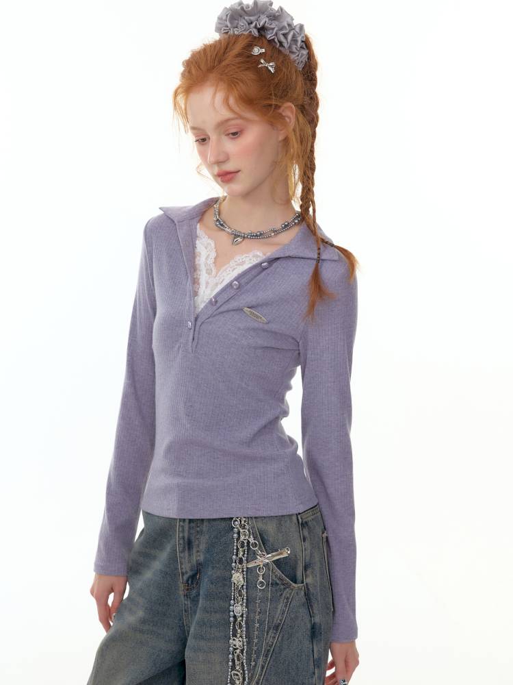 Faux Two Long Sleeve T-Shirt Base【s0000014357】