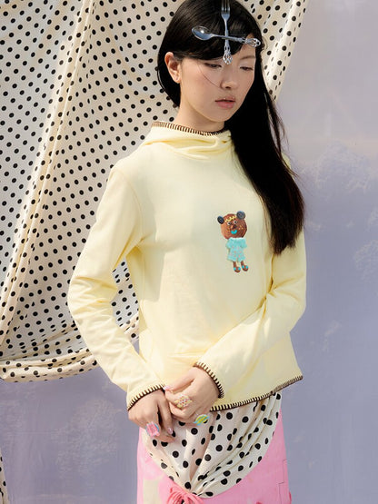 Printed Hood Girl Long Sleeve T【s0000015848】