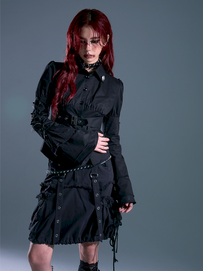 Cinched Waist Long-Sleeve Shirt【s0000013913】