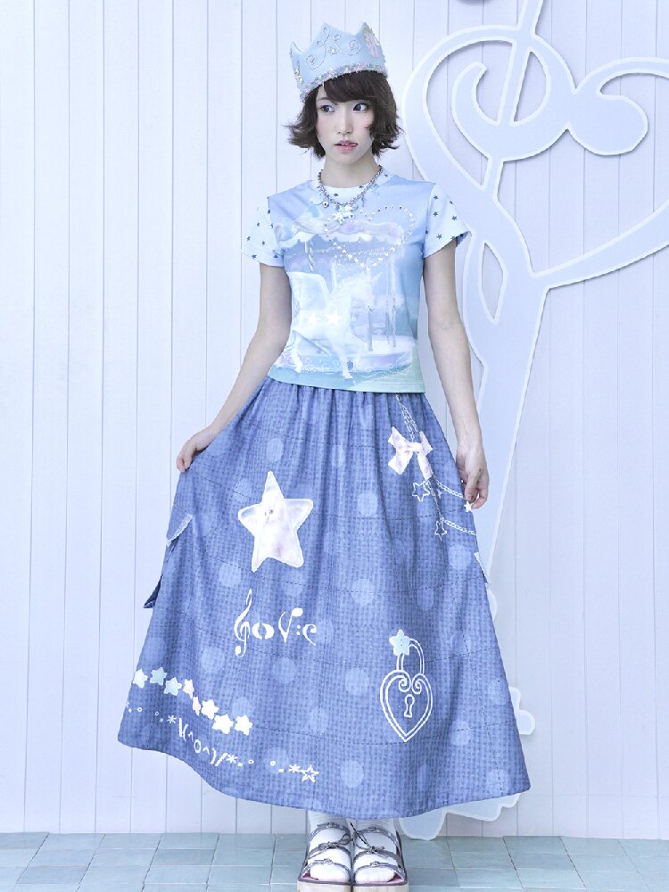 Faux Linen Polka Dot A-Line Skirt【s0000017131】