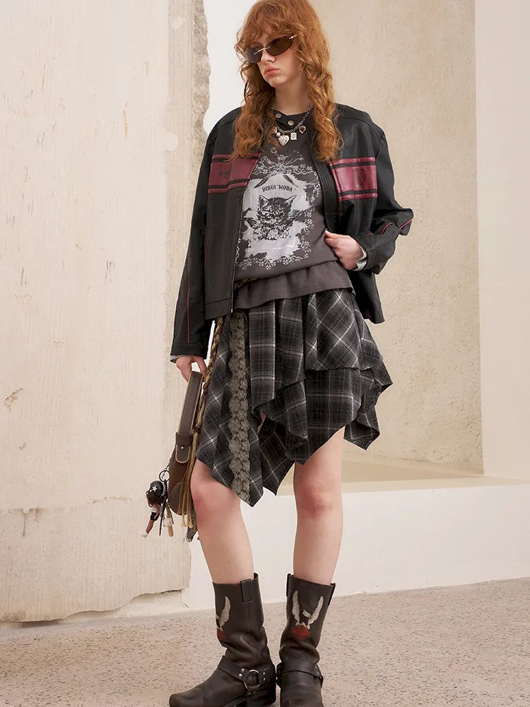 Rose Embroidered Leather Jacket【s0000014080】
