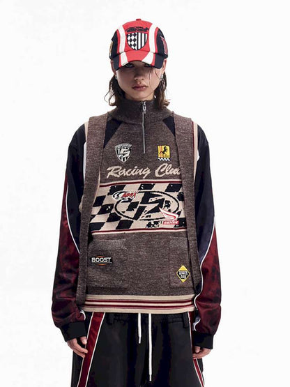Vintage Racing Knitted Vest【s0000015177】