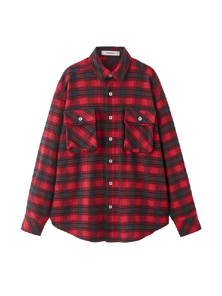 PLAID LARGE POCKETS LOOSE SHIRT [S0000010630]