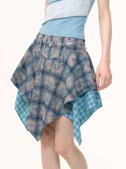 Blue Plaid Half-body Skirt【s0000012249】