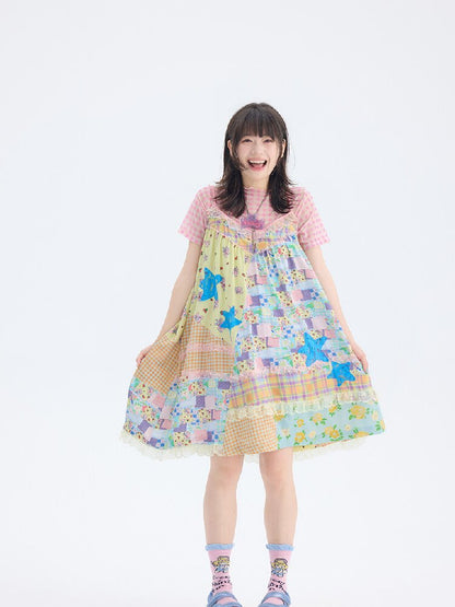 Floral Patchwork Star Lace Dress【s0000017699】