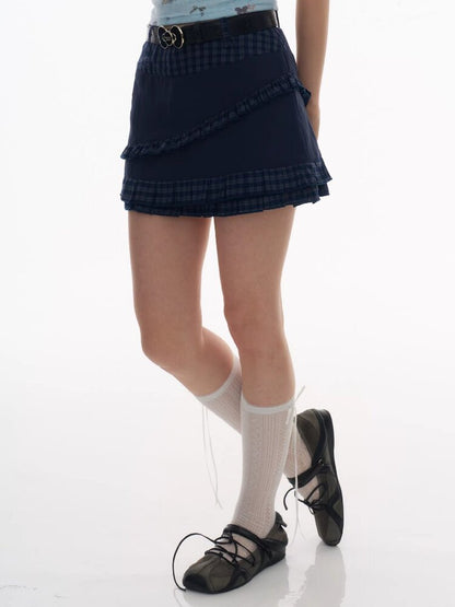 Plaid Pleated Hem Slimming Skirt【s0000016608】