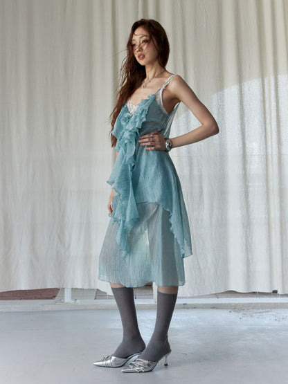 Mambo Mint Green Light Sheer Halter Skirt【s0000013226】