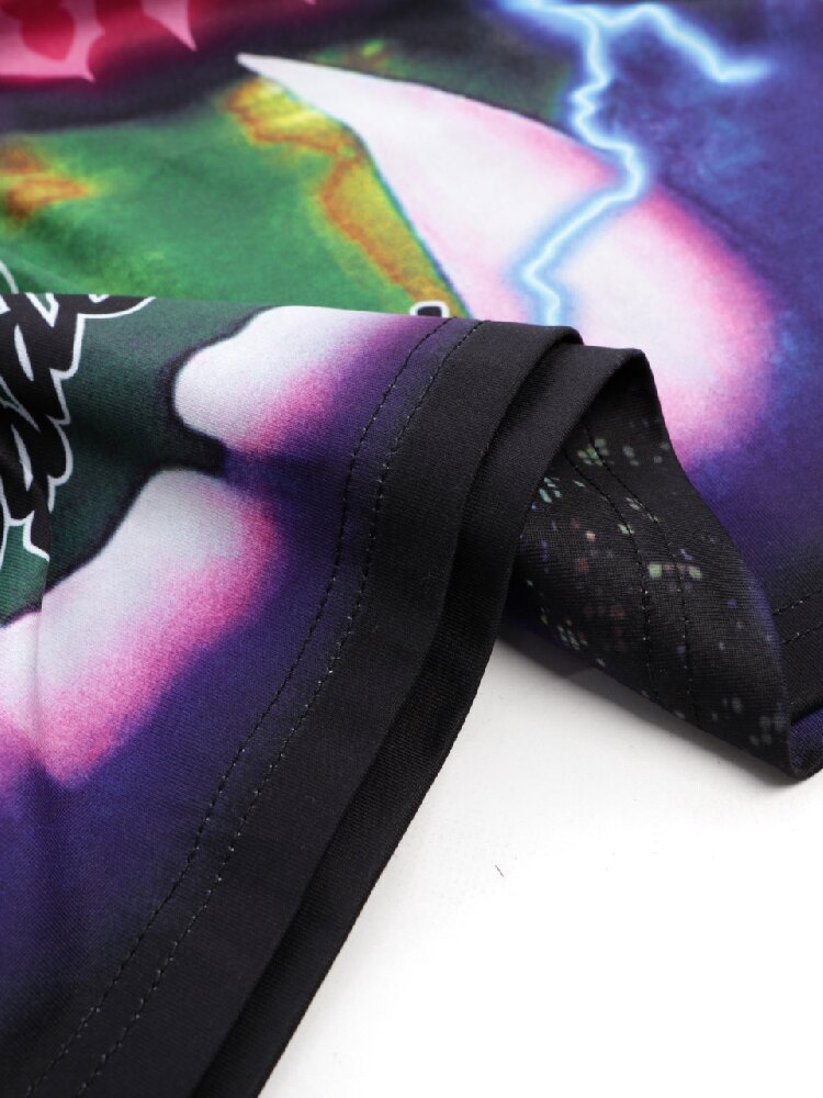 Dark Rock Lightning Print T-shirt【s0000015891】