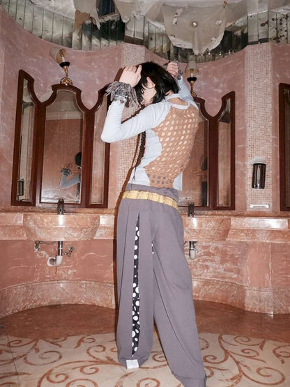 Polka Dot Paneled Wide Leg Pants【s0000015150】