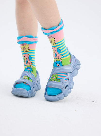 Striped Animal Pattern Knit Socks【s0000017702】