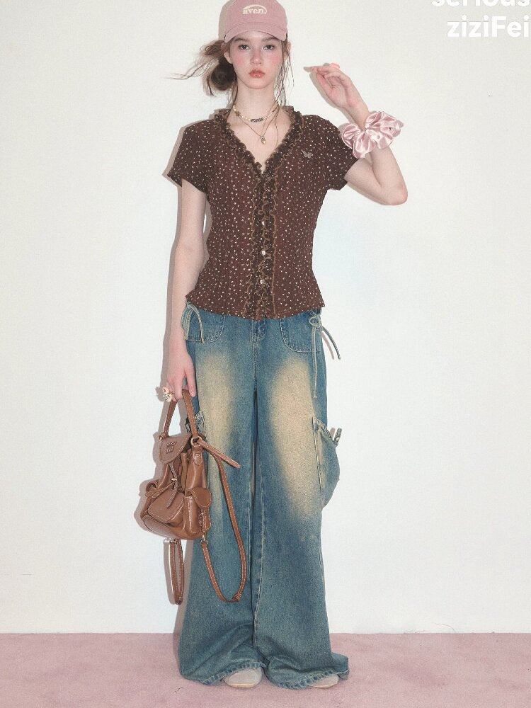 Polka Dot Lace Patchwork Tee【s0000017750】
