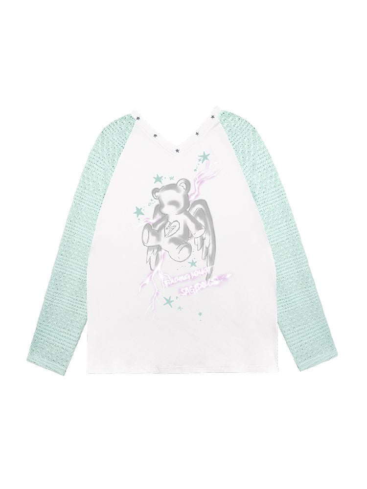 Angel Bear Print Loose Top【s0000010121】