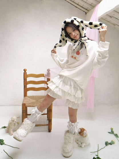 Strawberry Cake Print Long-Sleeve T-Shirt【s0000014529】