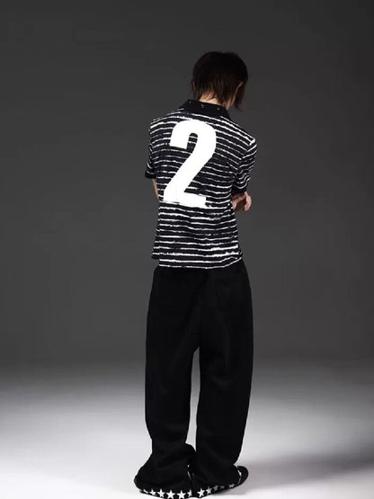 Thorn Letter Rhinestone Polo Shirt【s0000018268】